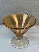 Lancaster Marigold Carnival Glass Covered Compote