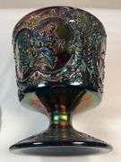 Fenton Glass Amethyst Carnival Wild Strawberry Candy Compote W/ Lid