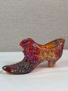 Fenton Carnival Glass Amberina Daisy & Button Shoe