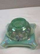FENTON FAIRY LAMP Sea Mist Green Iridized