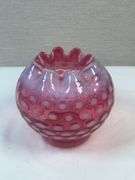 Fenton Polka Dot Cranberry Glass Bowl