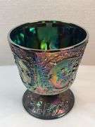 Fenton Glass Amethyst Carnival Wild Strawberry Candy Compote W/ Lid