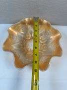 MARIGOLD CARNIVAL GLASS DAISY AND PLUME