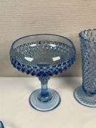 Indiana Glass Ice Blue Diamond Point Glassware Collection – 4 pcs