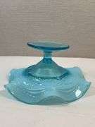 Northwood Blue Opalescent Antique Pearls & Scales COMPOTE