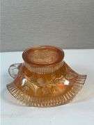 Fenton Marigold Carnival Glass “Orange Tree” Handled Nappy