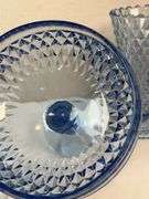 Indiana Glass Ice Blue Diamond Point Glassware Collection – 4 pcs