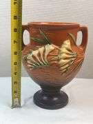 Roseville 8" Handled Freesia Vase in Tangerine - 196-8.