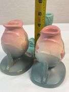 Mid-Century Art Pottery Group – Floral Vases & Turquoise Candlestick