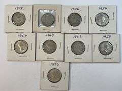 9 Pre-1967 Canadian Quarters