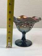 Northwood Amethyst Carnival Glass Grape & Cable Compote