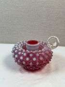Fenton Plum Opalescent Hobnail Candleholder