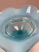 Northwood Blue Opalescent Antique Pearls & Scales COMPOTE