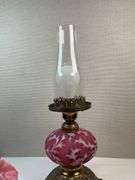 FENTON Cranberry Daisy & Fern Parlor Lamp