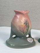 Mid-Century Art Pottery Group – Floral Vases & Turquoise Candlestick