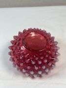 Fenton Plum Opalescent Hobnail Candleholder