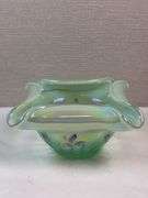 FENTON FAIRY LAMP Sea Mist Green Iridized