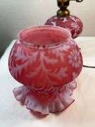 FENTON Cranberry Daisy & Fern Parlor Lamp