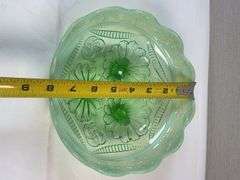 NORTHWOOD OPALESCENT GREEN GLASS BOWL