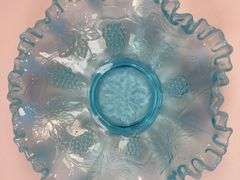 FENTON GRAPE AND LEAF BLUE BOWL