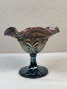 Northwood Amethyst Carnival Glass Grape & Cable Compote