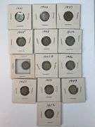 (13) Canadian Silver Dimes