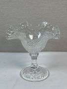 EAPG Clear Dewdrop & Daisy Ruffled Compote