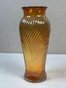Marigold Carnival Glass Swirl Vase likely Imperial