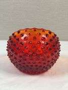 Vintage Fenton Hobnail Amberina Orb Ashtray Trinket glass