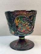 Fenton Glass Amethyst Carnival Wild Strawberry Candy Compote W/ Lid