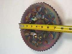 Northwood Amethyst Carnival Glass Fruit and Flowers Bowl