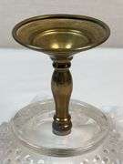 Fenton Hobnail Milk Glass Compote on Brass Base