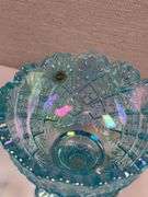 Westmoreland Blue Iridescent Mini Punch Bowl Set w/ 6 Cups – Daisy & Button Pattern