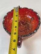 Fenton Red Carnival Glass Nappy Bowl – Daisy & Button, Starburst Base