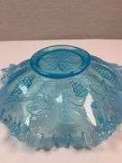 FENTON GRAPE AND LEAF BLUE BOWL
