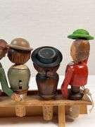 Vintage Hand-Carved Italian “Corkscrew Men” Moving Bottle Stopper Display – 6 Pc Automata Set