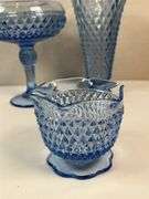 Indiana Glass Ice Blue Diamond Point Glassware Collection – 4 pcs