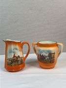 Royal Bayreuth Bavaria Coaching & Fox Hunt Creamer & Sugar