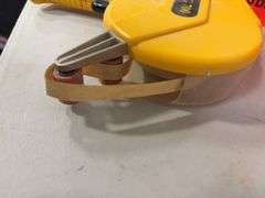 Lot of shop supplies including scotch tape dispenser, fire extinguisher, paint suits and more