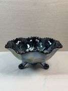 FENTON STAG AND HOLLY CARNIVAL FOOTED DISH