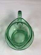 PAIR OF GREEN GLASS HEISEY CREAM AND SUGARS. NO LIDS