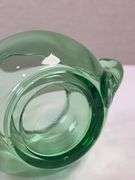 PAIR OF GREEN GLASS HEISEY CREAM AND SUGARS. NO LIDS