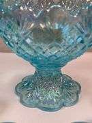 Westmoreland Blue Iridescent Mini Punch Bowl Set w/ 6 Cups – Daisy & Button Pattern