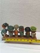 Vintage Hand-Carved Italian “Corkscrew Men” Moving Bottle Stopper Display – 6 Pc Automata Set