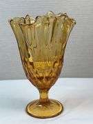 Fenton Colonial Amber Thumbprint Handkerchief Vase