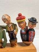 Vintage Hand-Carved Italian “Corkscrew Men” Moving Bottle Stopper Display – 6 Pc Automata Set