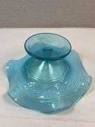 Northwood Blue Opalescent Antique Pearls & Scales COMPOTE