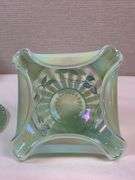 FENTON FAIRY LAMP Sea Mist Green Iridized