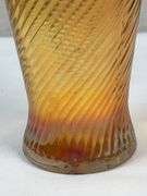 Marigold Carnival Glass Swirl Vase likely Imperial