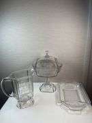 ANTIQUE MCKEE EAPG DEER AND PINE TREES GLASS SET